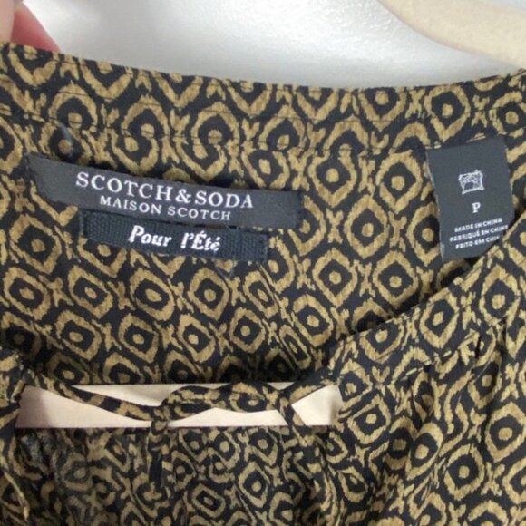 Maison Scotch Soda Silky Feel Printed Summer Dress‎ Size XS Brown Animal Boho - Picture 4 of 8